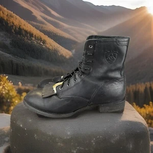 ARIAT Heritage Lacer Black Leather Boots 33501 Women's 10B - Picture 1 of 10