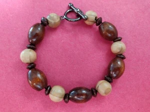 3 NATURAL WOOD  UNISEX BRACELETS DIFFERENT STYLES AND COLORS  - Picture 1 of 12