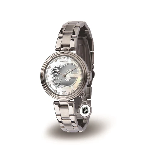 Calgary Flames NHL Charm Watch with Stainless Steel Band Cover
