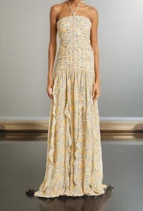 Veronica Beard Lucine Silk Maxi Dress Tie Halter Size 12 MSRP$989 - Picture 1 of 10