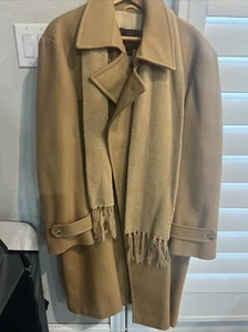 Botany 500 Made in USA Wool blend 46 Regular Men Trench Coat W/Scarf - Picture 1 of 5