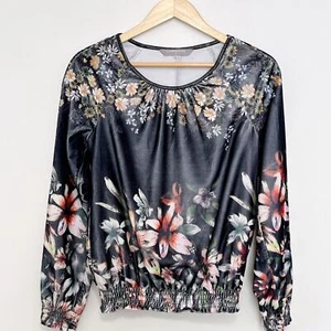 Top Clover Canyon para mujer talla S floral terciopelo invierno cosecha azul multicolor - Imagen 1 de 7