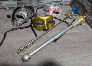 Masquerade Ball Mask Princess Fairy Wand Scepter Accessory Halloween Costume Lot - Picture 1 of 8