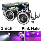 Pair 3" 3200Lm Led Fog Light Round Pink Angel Eyes Halo Ring For Car 4X4 Truck