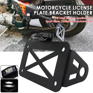 Motorcycle Rear License Plate Mount Holder Bracket With LED Tail Light Universal - Picture 1 of 12