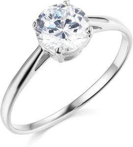 1.25 Ct Round Solitaire Engagement Wedding Promise Ring Solid 14K White Gold - Picture 1 of 3