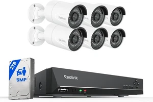 Sistema de cámara de seguridad Reolink 8 canales 5 MP 6 piezas 2 TB HDD RLK8-410B6-5 MP ¡¡Nuevo!!! - Imagen 1 de 9