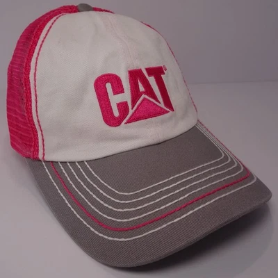 CATERPILLAR CAT Womens Trucker Hat Cap Snapback Pink Grey Mesh Back CLEAN - Image 1 of 4