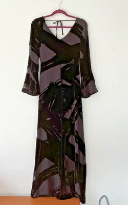 Anthropologie Seen Worn Kept Witchy Boho Black Burnout Velvet Maxi Dress Sz 4 - Image 1 of 4