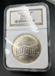 1991 D USO Gedenkmünze Silber Dollar NGC MS69 Gem BU UNC #008 - Bild 1 von 6