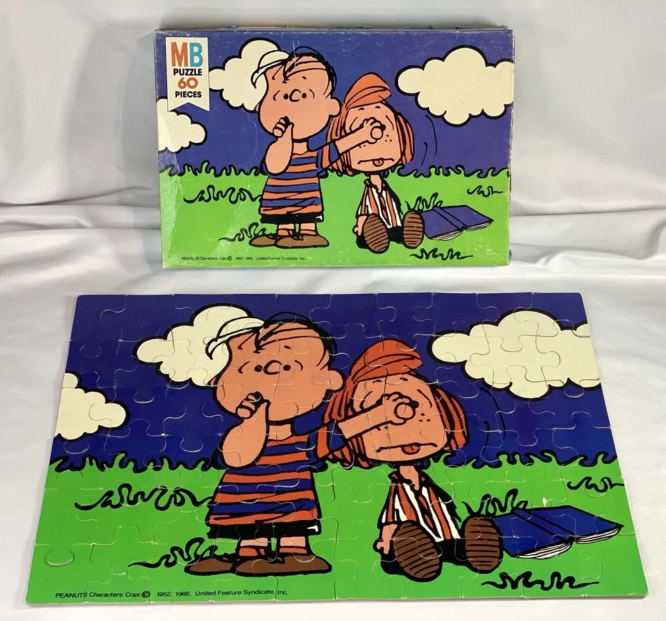 Rompecabezas vintage 1966 PEANUTS 4772-3 60 piezas Linus Peppermint Patty COMPLETO con caja Foto 1 de 4