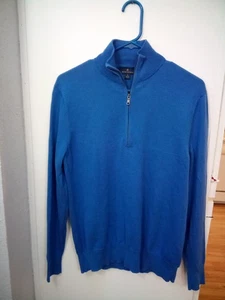 Brooks Brothers Sweater Mens S Blue Combed Cotton Quarter Zip  Pullover - Picture 1 of 6