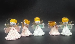 Lotto 5 statuine vintage Natale Putz filato ANGELO ornamento Giappone miniatura - Foto 1 di 17