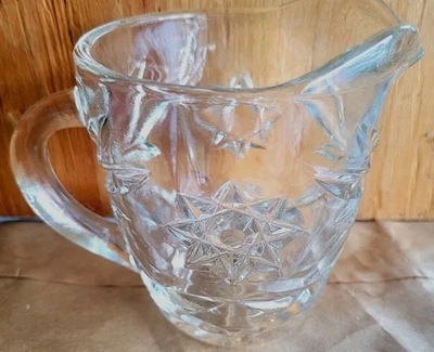 Vintage Anchor Hocking Star of David Small Clear Creamer Pitcher  - Image 1 of 4