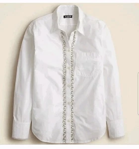 Neu mit Etikett J. Crew Größe 8 verziertes Garcon Hemd Tüllkragen Baumwollpopeline CF452 - Bild 1 von 10