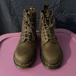 Dr Martens Leather/Canvas Mix Army Green Leather/Canvas Mix Men’s Size 7 Boots - Picture 1 of 5