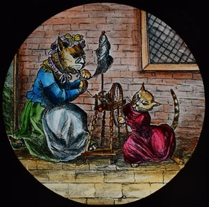 Magic Lantern Slide PUSSYS ROAD TO RUIN NO2 C1888 VICTORIAN ILLUSTRATION CATS - Picture 1 of 3