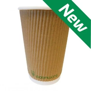 12 Unzen kompostierbare Tassen Kiste mit 500 dreiwandigen Kräuselbechern Kraft isoliert warm  - Bild 1 von 1