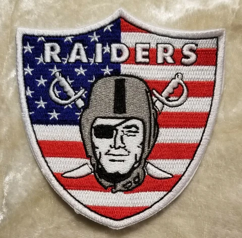 Las Vegas Raiders American Flag 3.5" Iron or Sew On Embroidered Patch ~US Seller Cover