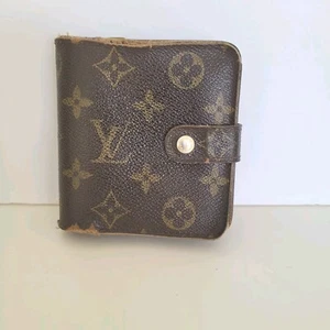 LOUIS VUITTON LV Bifold Zippy Compact Wallet Brown Medium Purse Monogram Vintage - Picture 1 of 12