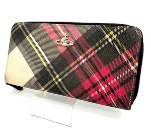Vivienne Westwood Round Fastener Long Wallet PVC Leather Plaid Purse Authentic - Bild 1 von 19