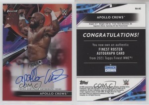 2021 Topps Finest WWE Roster Auto Red Refractor /5 Apollo Crews #RA-AC Auto