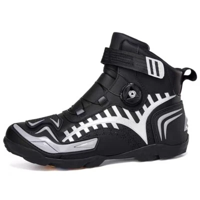 Men Motorcycle Boots Black Leather Biker Shoes Motocross Boots Protective Gear - Imagem 1 de 4