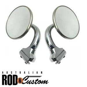 Rear Vision Mirror 4 Inch Peep Door Mirrors Pair Short Stem Suit Hot Rod 4" - Foto 1 di 2