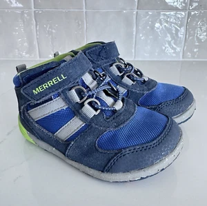 Merrell Bare Steps Ridge Jr Hiking Boots Toddler Boy 6.5W Unisex Blue Shoes - Picture 1 of 8