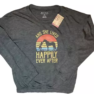 Roper Western Girls LARGE Dark Gray Long Sleeve Shirt w Print Brand New W Tags - Picture 1 of 2