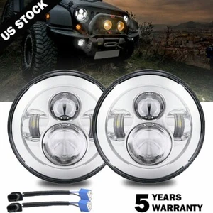 DOT Approved Chrome 7" Round LED Projector Hi/Lo Beam Headlight for Hummer H1 H2 - Picture 1 of 12