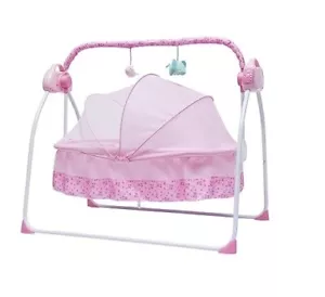 Babywiege Elektrische Babyschaukel Kinderbett Elektrische Krippe Wiege Rosa NEU - Bild 1 von 3