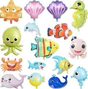 16PCS Under the Sea Party Decorations Ocean Theme Foil Balloons Baby Shower - Picture 1 of 12