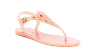 Sandalias planas COACH Tea Rose talla 11 rosa peonía con tanga de gelatina para mujer - Imagen 1 de 12