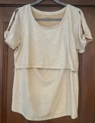 Motherhood Maternity Womens Pregancy T-Shirt Breastfeeding Nursing Blouse Tee L - Image 1 of 4