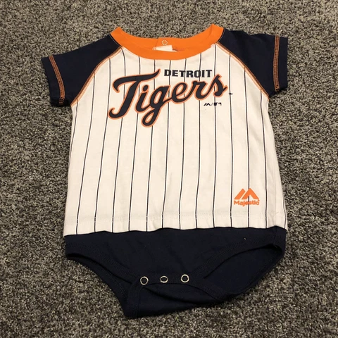 Detroit Tigers Shirt Youth 18M 18 Months White Blue Majestic Kids Boys Cover
