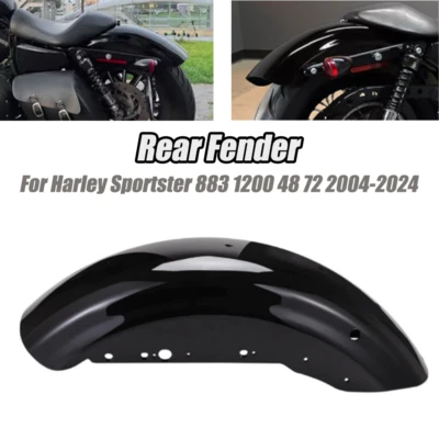 Rear Fender For Harley Davidson Sportster XL883 XL1200 48 72 2004-up Gloss Black - Image 1 of 4