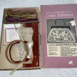 Bucilla Needlework Kit Purse Handbag Crewel Embroidery Tortoiseshell VINTAGE - Picture 1 of 4