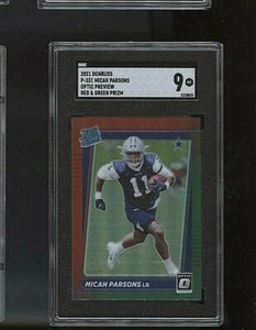 2021 Donruss FB Micah Parsons Cowboys Red Green Preview #P-331 💥SGC Graded 9   - Picture 1 of 2