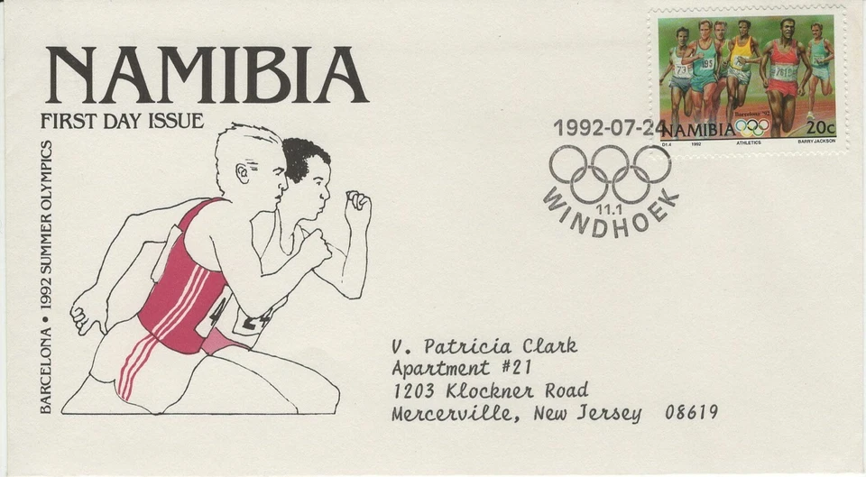 NAMBIA 1992 FIRST DAY COVER BARCELONA SUMMER OLYMPICS RUNNERS - Image 1 of 1