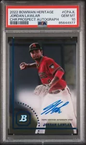 2022 Bowman Heritage Jordan Lawler CPAJL Chrome Prospect Autograph PSA 10 DBacks - Picture 1 of 2