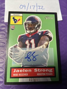 2015 Topps Heritage Black Auto Auto 3/56 Jaelen Strong #59 Rookie Auto RC