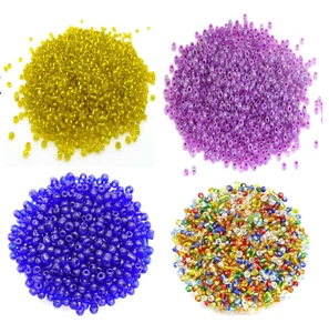 50g Glass Seed Beads - 2mm 3mm 4mm 11/0 8/0 6/0 - Mixed Colours AB Coated S/L - Picture 1 of 104