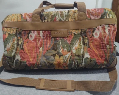 Vintage NOS Floral Print ADOLFO Travel Bag Luggage Large Duffle - Image 1 of 4