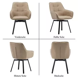 2x Swivel Dining Chairs Faux Leather Padded Seat Dining Room Chair Beige Modern - Picture 1 of 17
