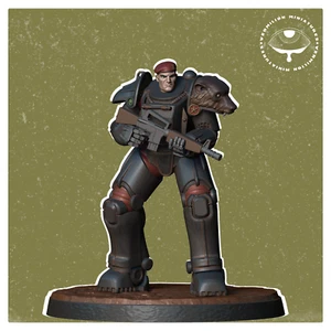 Power Armor Soldier A | Bear Force | Vermillion | D&D Wargaming 3D Printed Mini - Picture 1 of 1