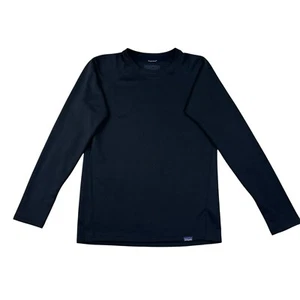 Patagonia Kids Boys Capilene Baselayer Top MEDIUM 10 Black Long Sleeve Crew Neck - Picture 1 of 18