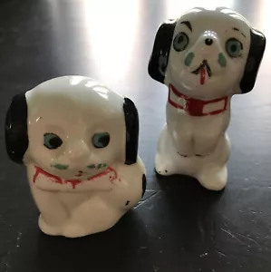 Pair Of Vintage Black And White Spaniel Ornamnets. Small. Cute Retro Kitsch Pups - Picture 1 of 9