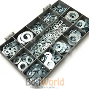 395 x ASSORTED ZINC PLATED FORM A FLAT WASHERS WASHER KIT M4 M5 M6 M8 M10 M12 - Picture 1 of 4