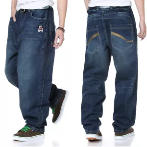 Big & Tall Mens Jeans Baggy Relaxed Fit Wide Leg Casual Rugged Workwear PlusSize - Picture 1 of 9